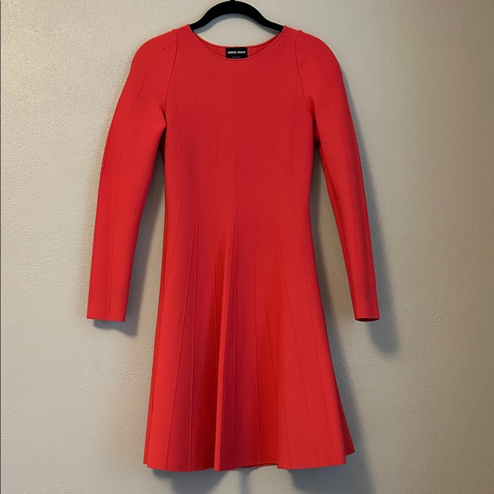 Giorgio Armani Red Long Sleeve Dress